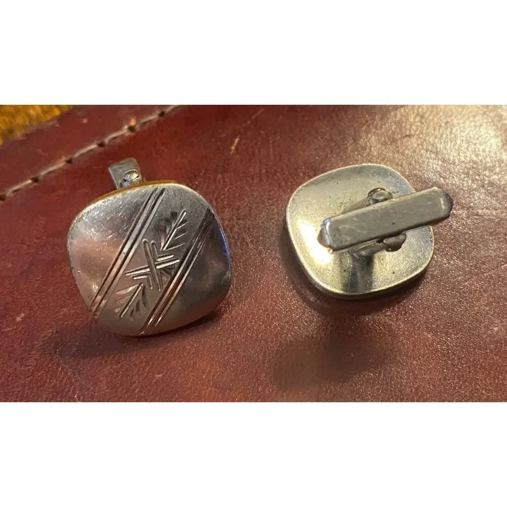 VTG Anson Silver tone Etched Cufflinks